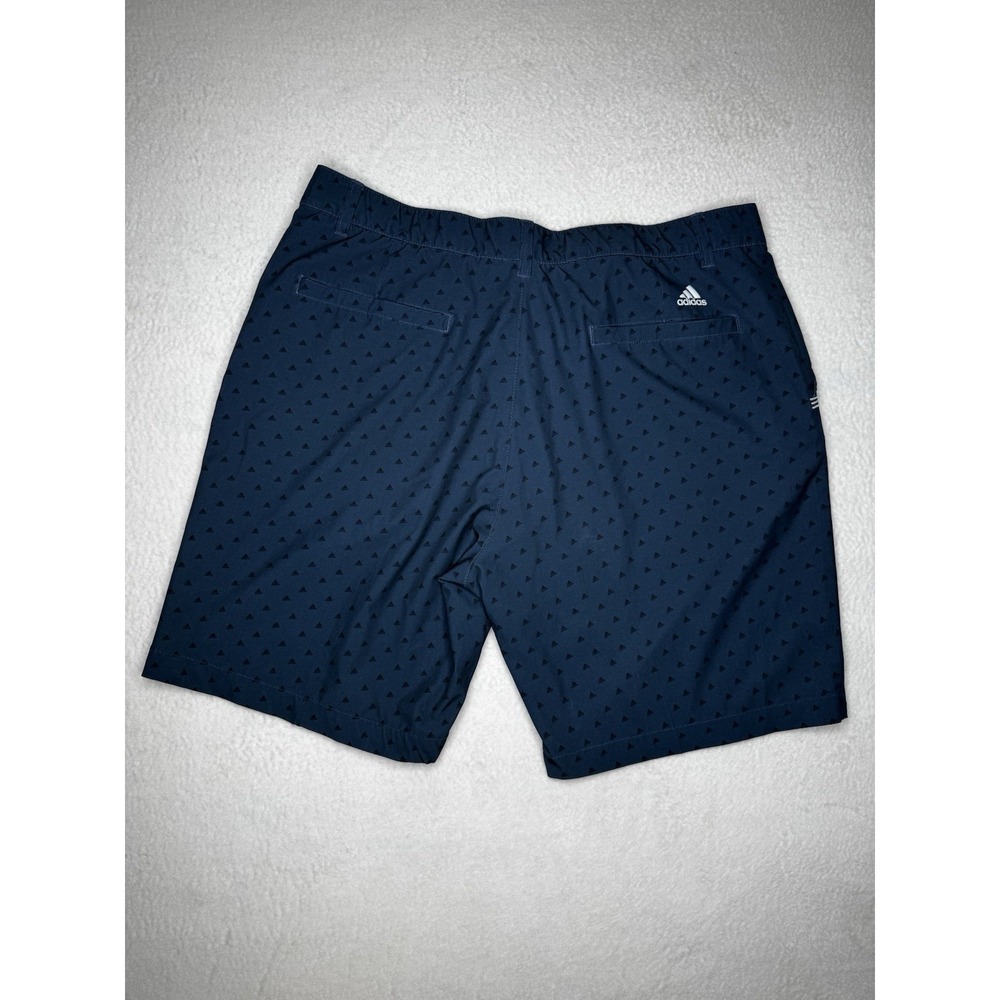 Adidas Golf Shorts Mens 38 Navy Blue All Over Logo Print Performance Stretch - Picture 2 of 5